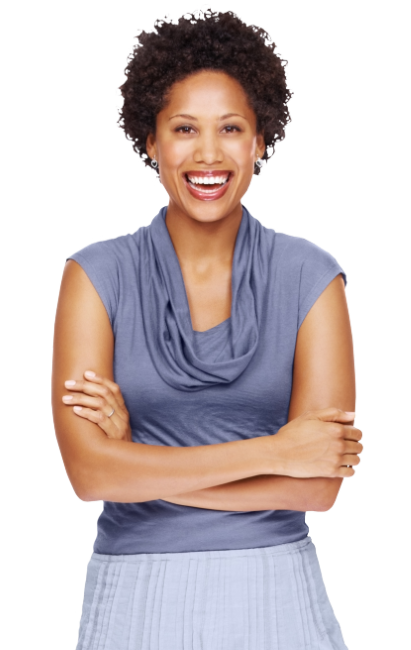 Excited middle-aged woman teacher smiling at the camera with transparent background