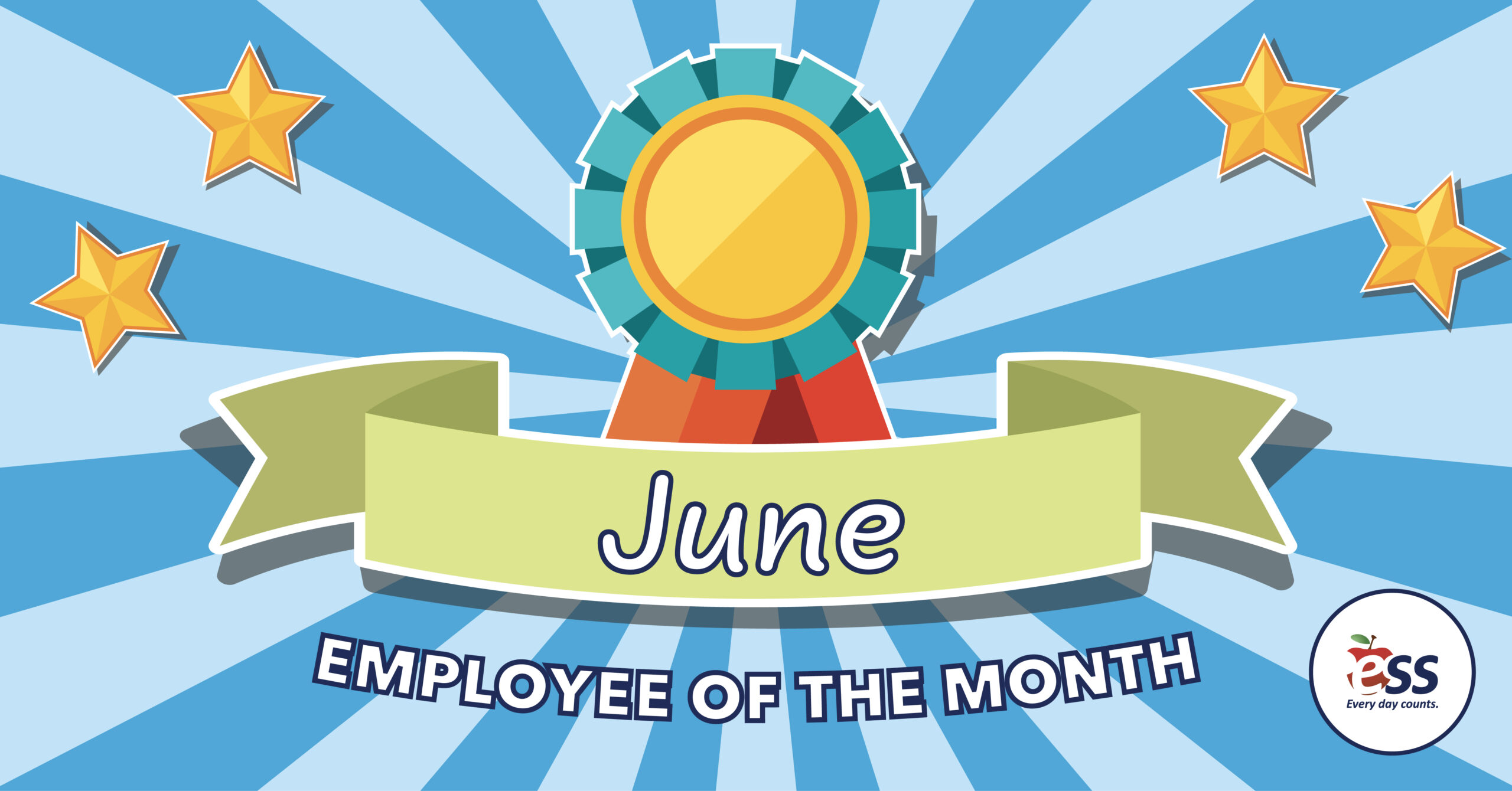 Banner and medal to announce the June employees of the month