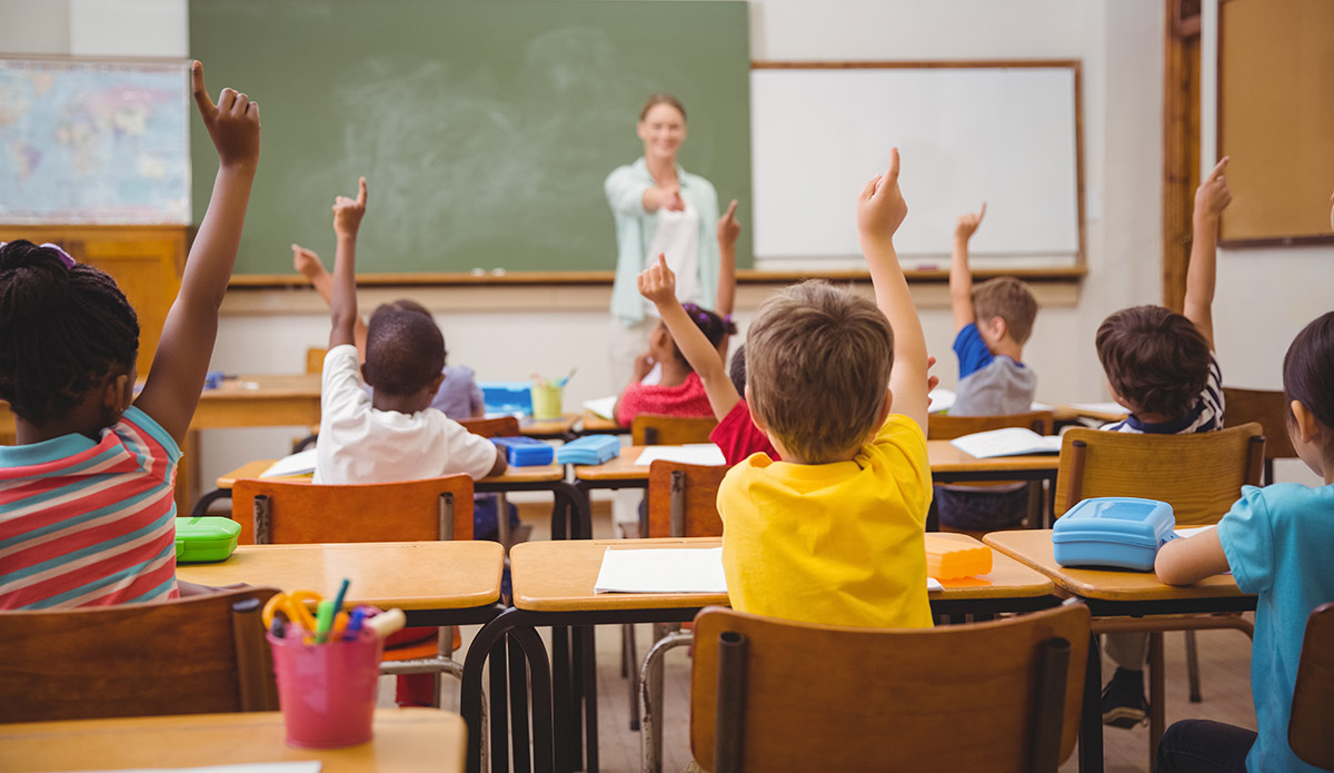 Teacher and students in a classroom
